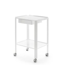 Mesa móvil de acero esmaltado con 2 bandejas
